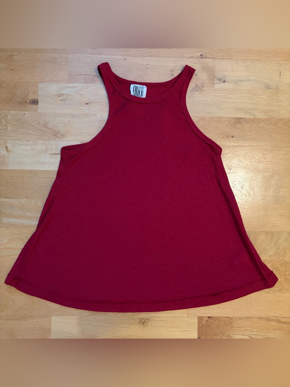 Free People Super Soft, Oversized Red Ribbed Racerback Tank, XS